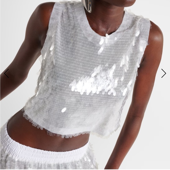 Norma Kamali White Sequin Crop Top - Picture 6 of 6